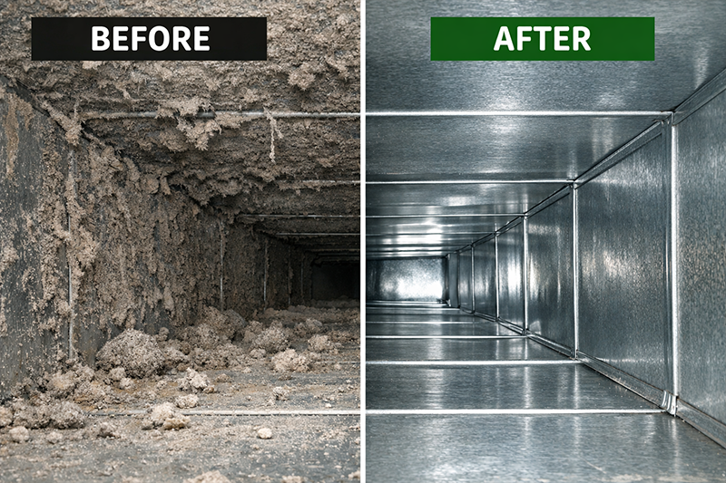 Air duct cleaning before and after Denton TX